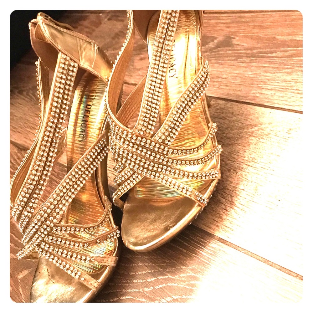 Gold bedazzled heels